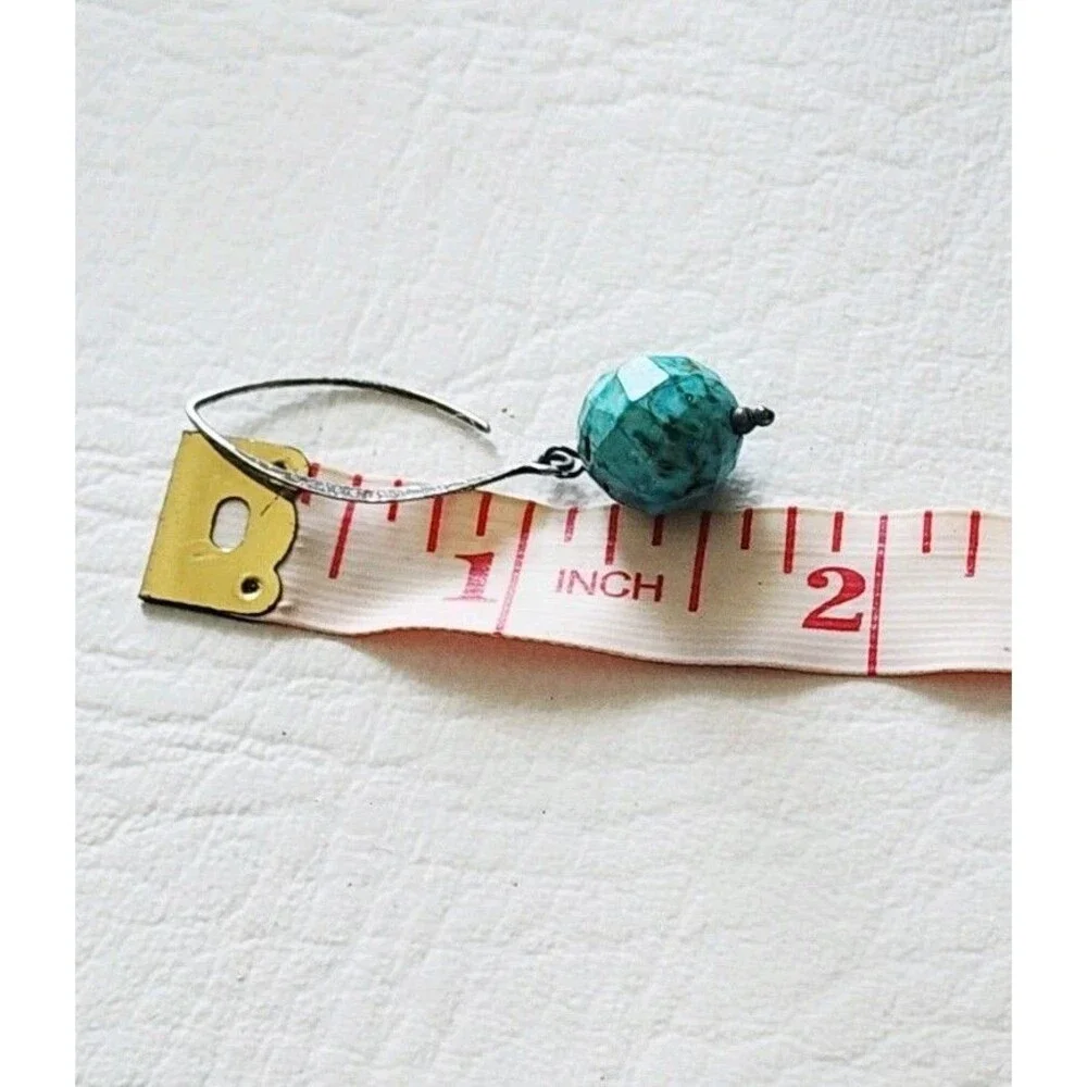 Signed SSD 925 Turquoise Bead Hook Earrings